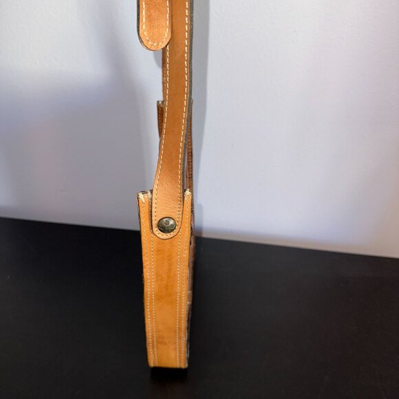 Patricia Nash Venezia Pouch Crossbody Leather Signature Map Print Riot Rust NEW - Picture 7 of 9